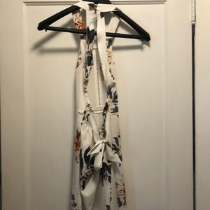 Long floral white backless dress